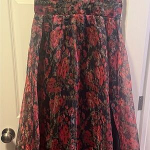 Lulu's Black and Red Floral A-Line Maxi Dress